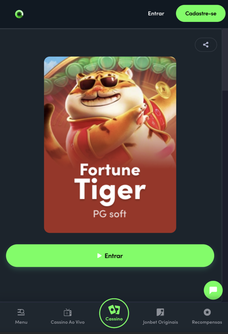 Página do jogo Fortune Tiger na Jonbet com botão Entrar